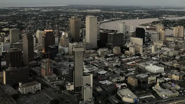 New Orleans from the Air- High rises of the Central Business District