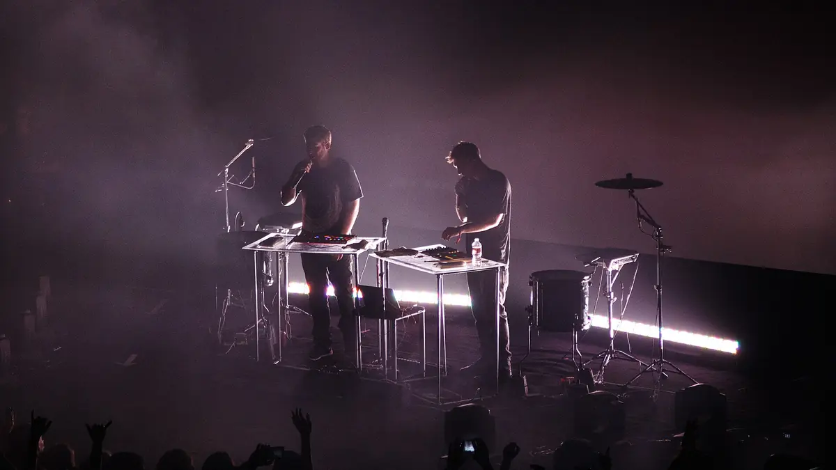 Odesza performing at the Arlington Theater on 16 April 2015
